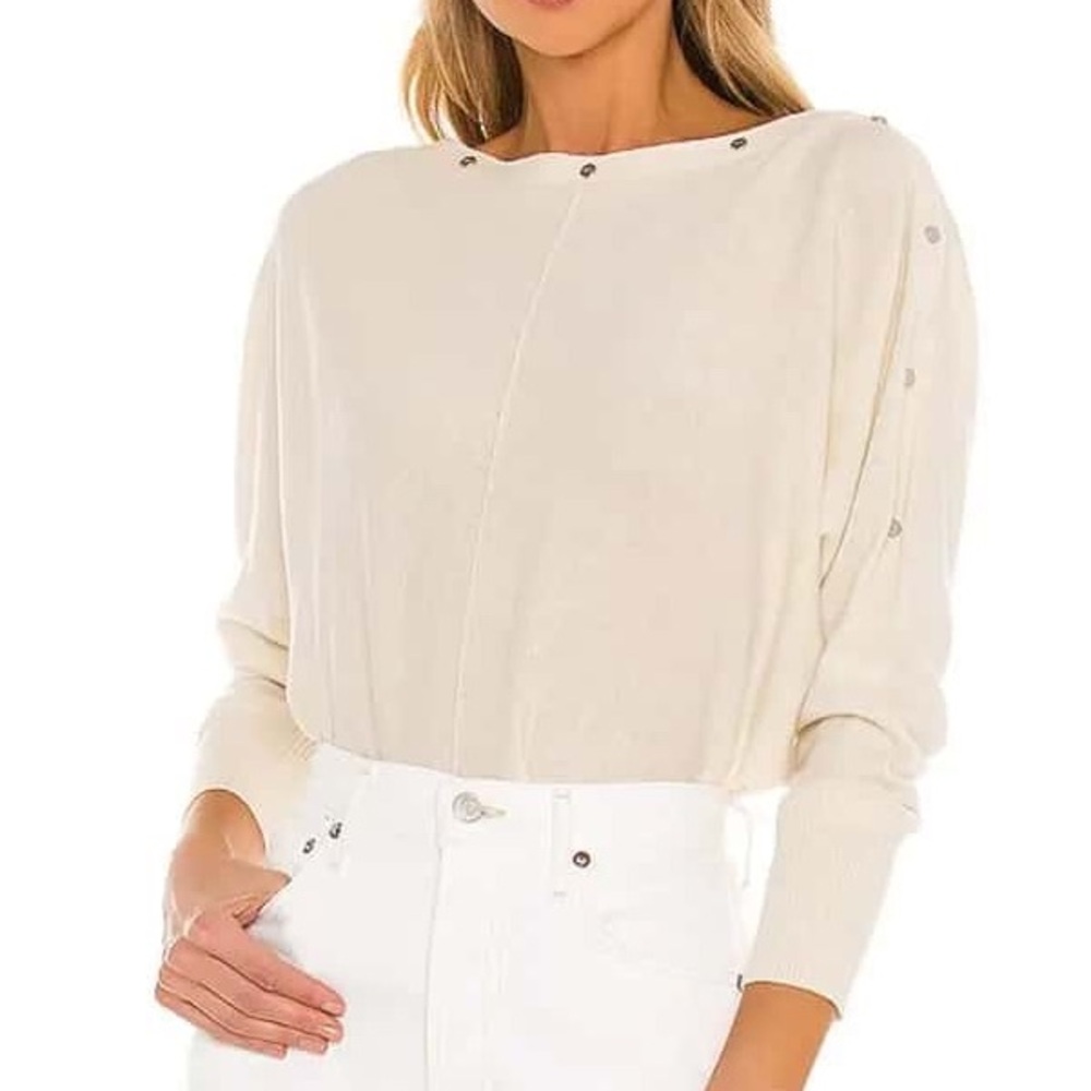 All saints Cream Button-Detail Sweater